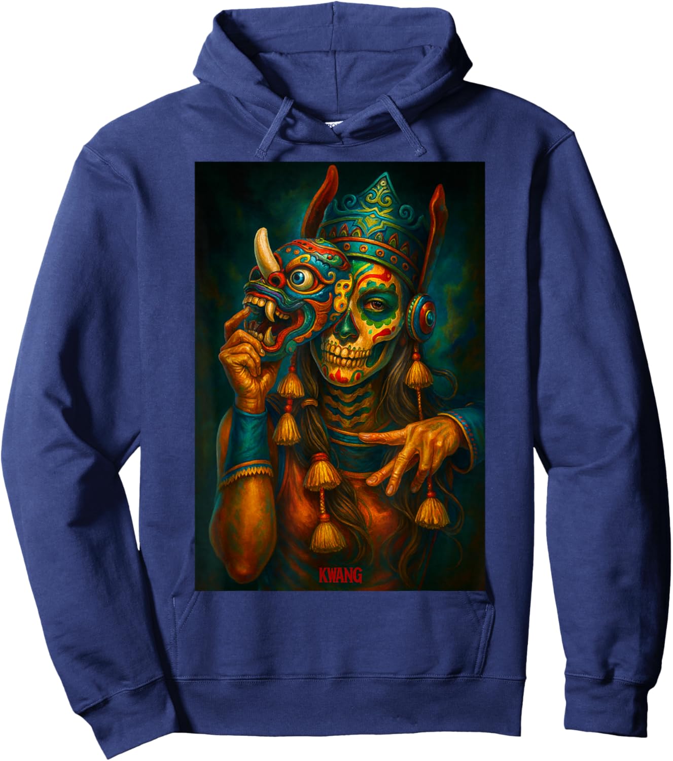 Diosa Azteca con Máscara Hoodie - Hoodie | Navy
