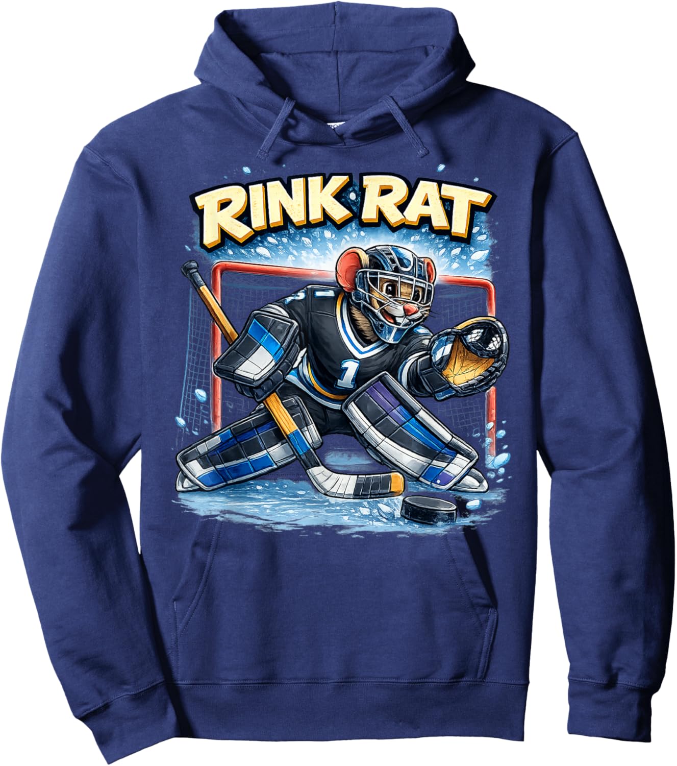 Rink Rat, Hockey Goalie, Player Mascot Hoodie - Hoodie | Navy