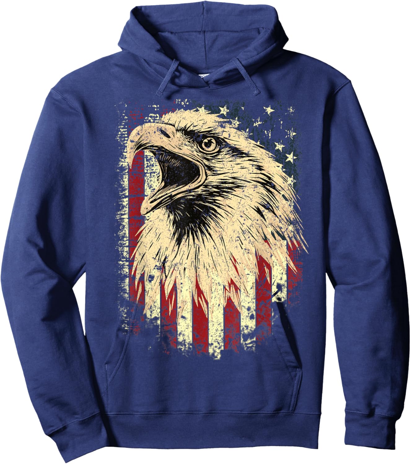 Patriotic Bald Eagle American Flag Vintage USA Hoodie - Hoodie | Navy