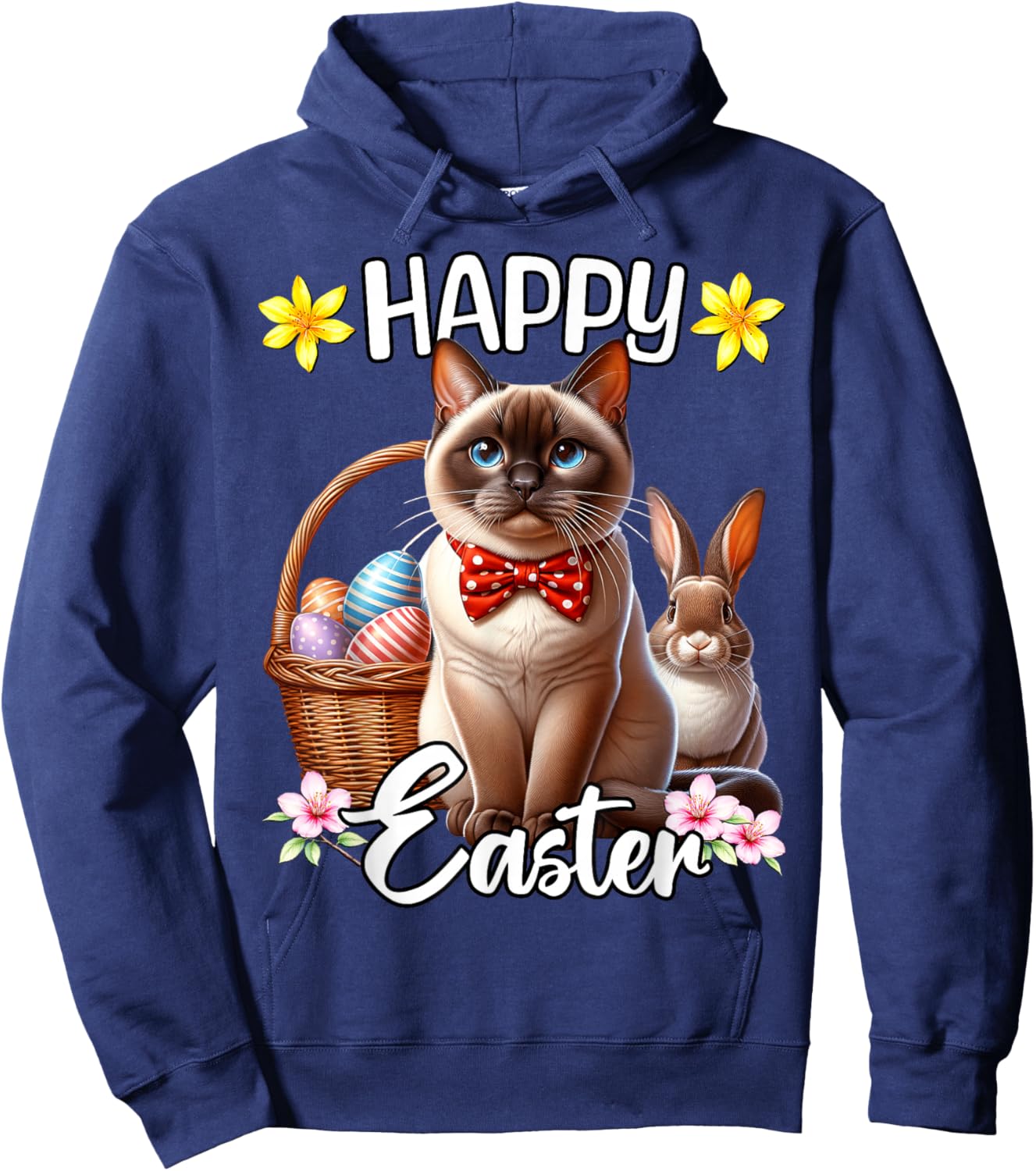 Siamese Cat Happy Easter Cute Siamese Cat Hoodie - Hoodie | Navy