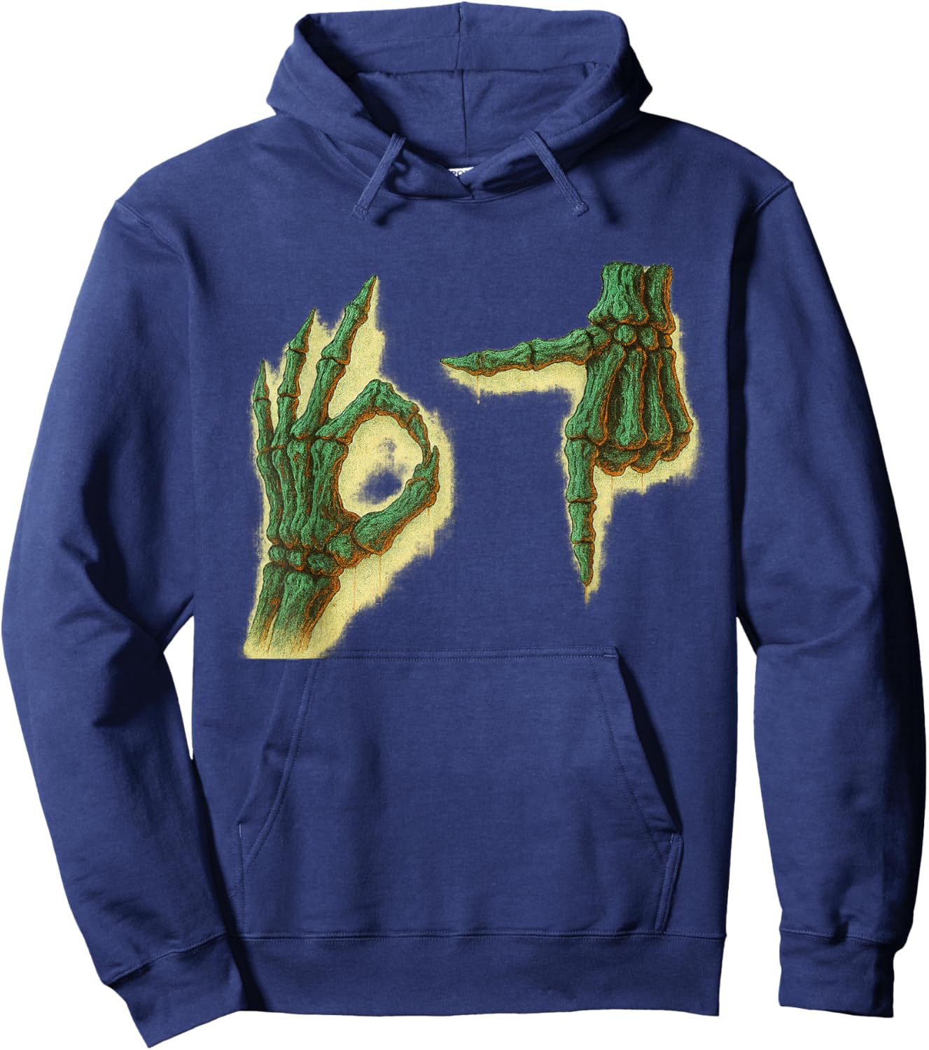 Distressed Skeleton Hands 6 7 Halloween Meme Hoodie - Hoodie | Navy