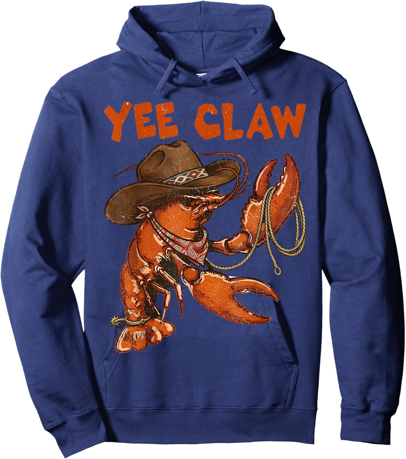 Yee Claw! Funny Lobster Cowboy Seafood Festival Hoodie - Hoodie | Navy