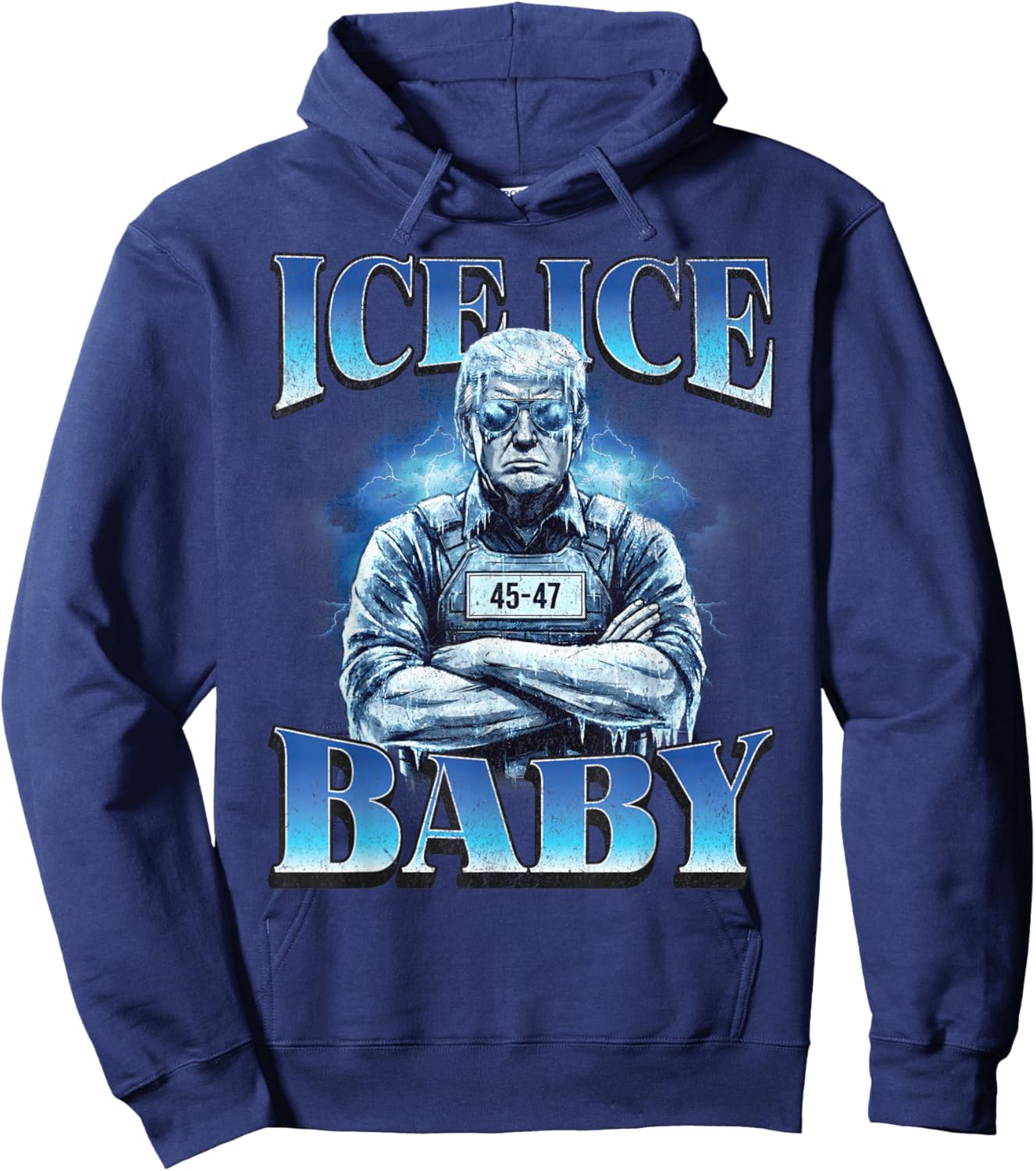 Ice Ice Baby Retro Funny Trump Hoodie - Hoodie | Navy