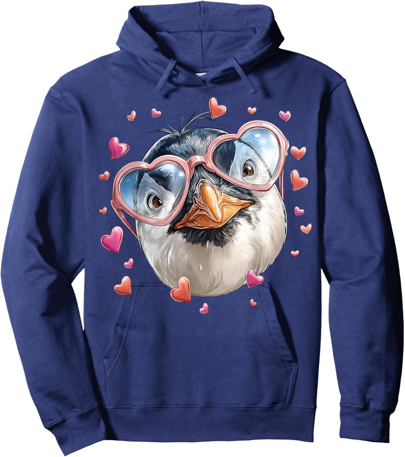 Penguin Animal Valentine's Day Heart Sunglasses Hoodie - Hoodie | Navy