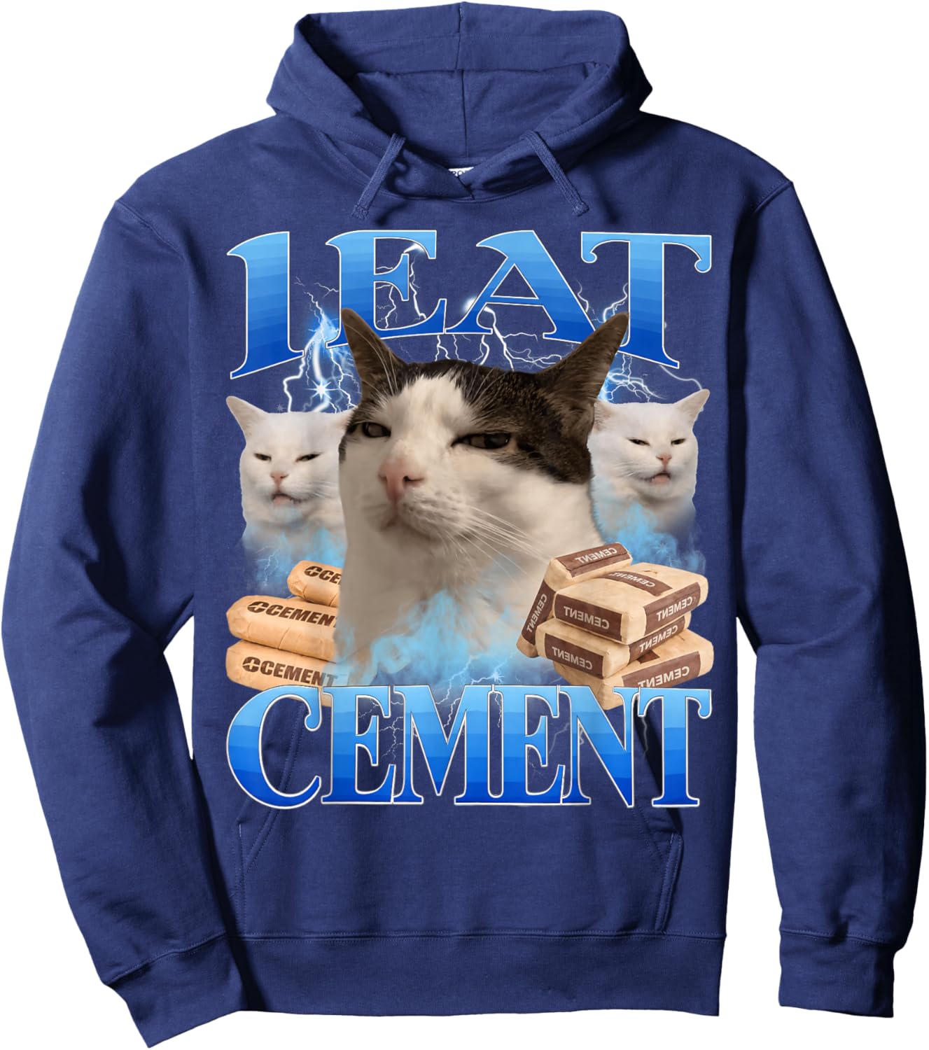 I Eat Cement Funny Cat Meme Hoodie - Hoodie | Navy