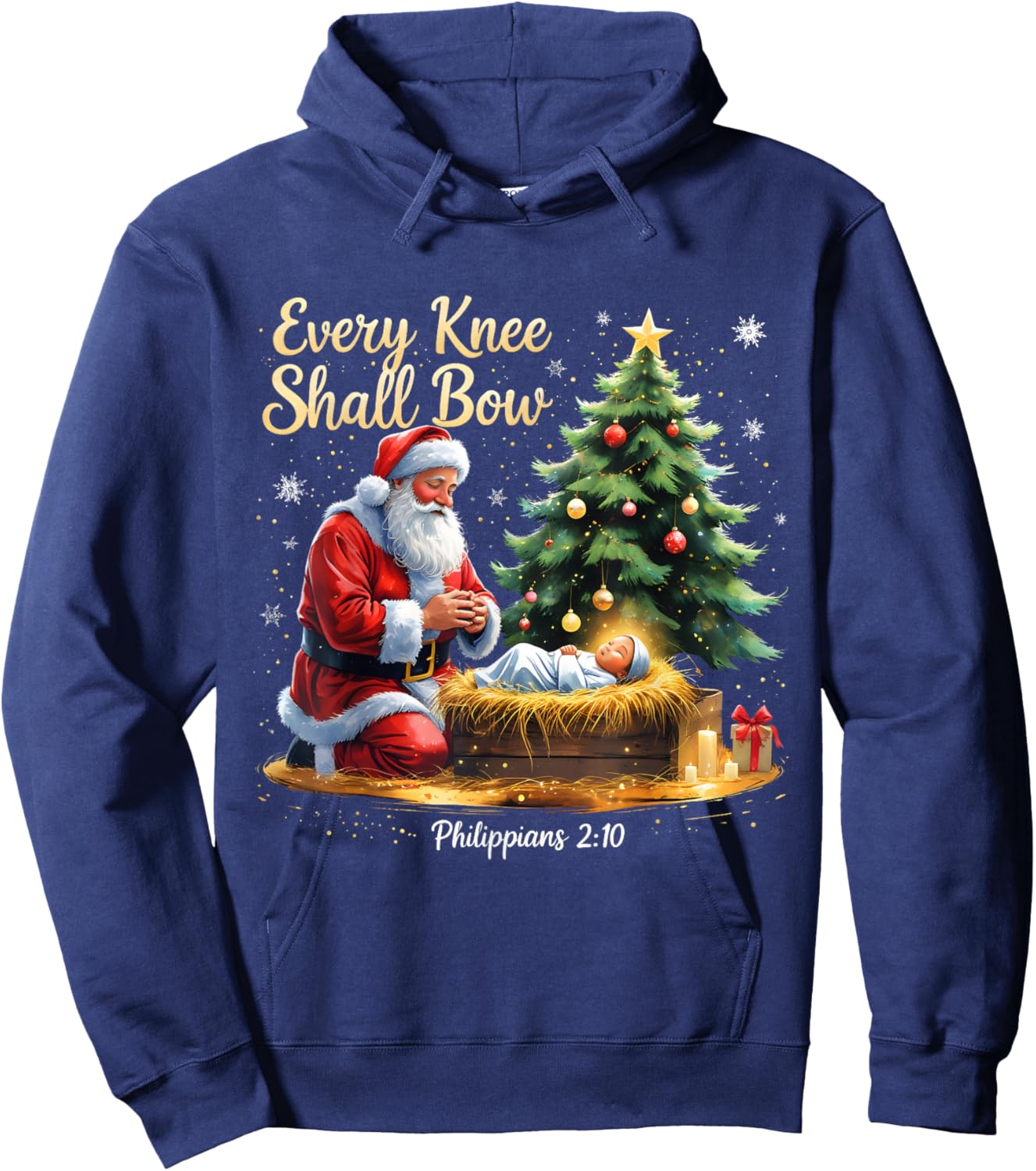 Every Knee Shall Bow Philippians 2:10 Christmas Hoodie - Hoodie | Navy