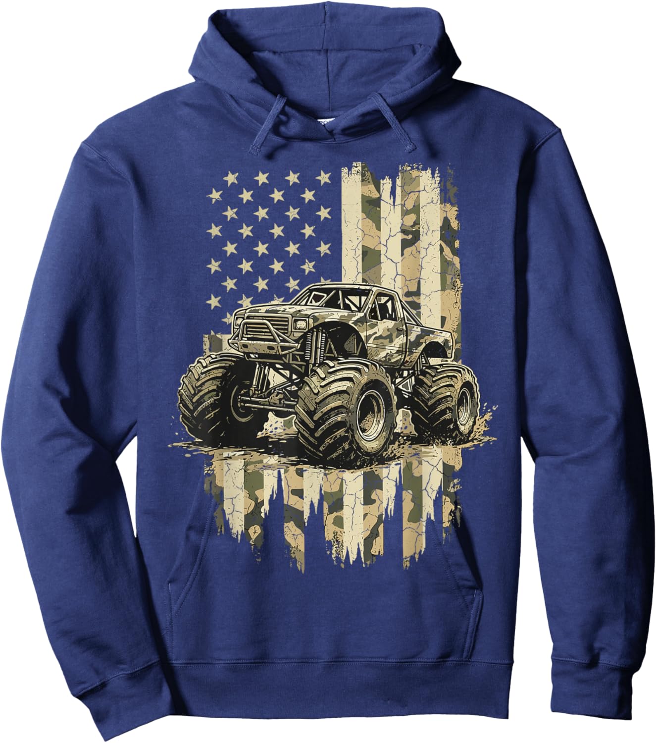 Monster Truck USA Flag Camo Hoodie - Hoodie | Navy