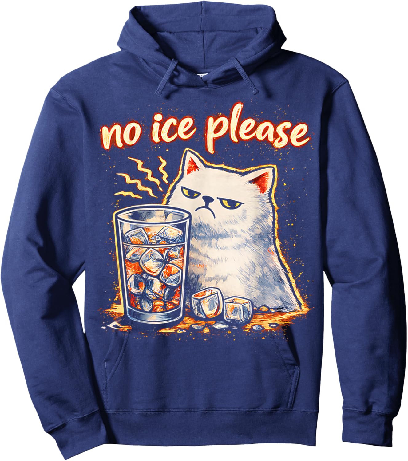 No Ice Please Funny Cat Meme Hoodie - Hoodie | Navy