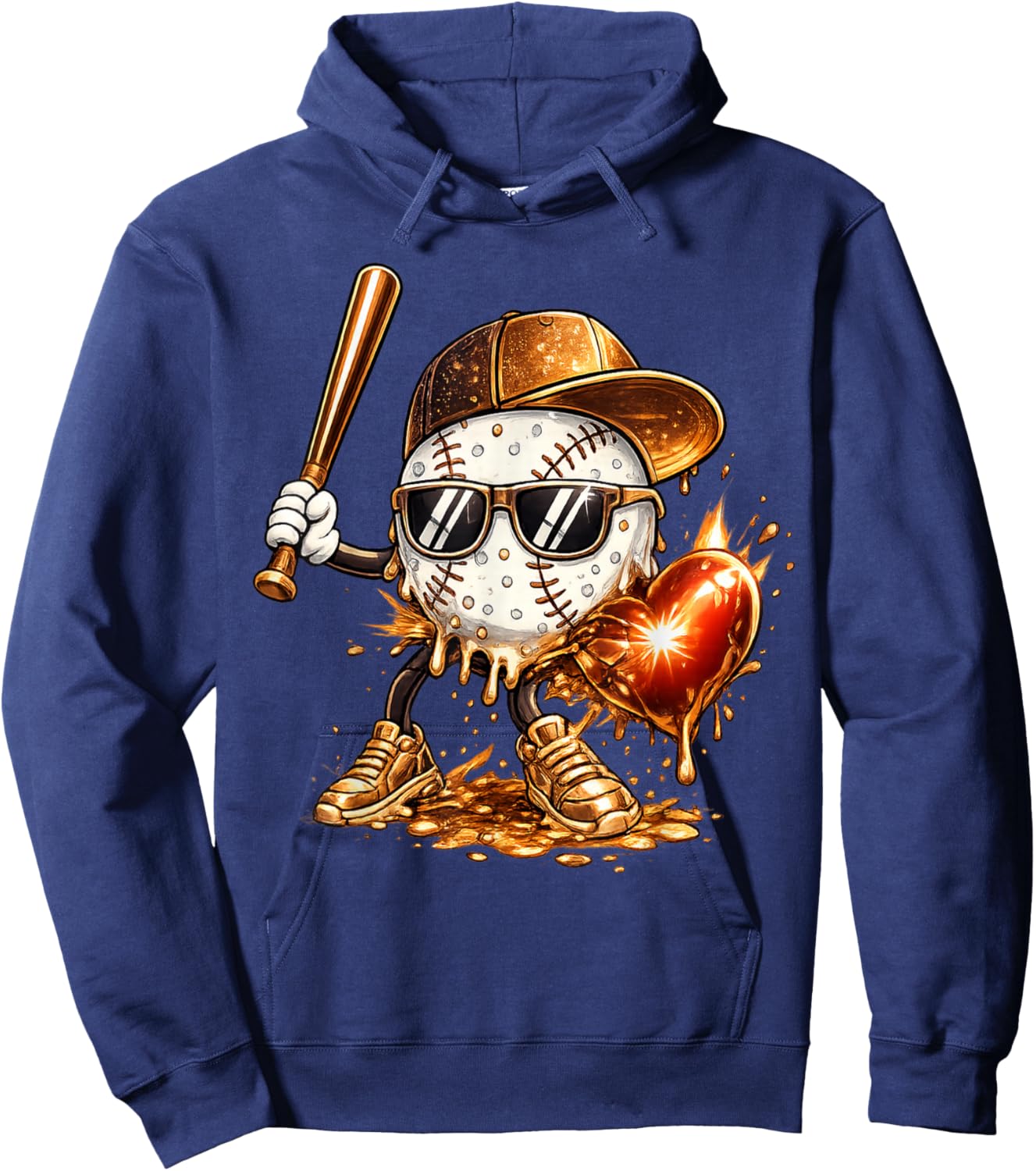 Baseball Valentine's Day Drip Ice Cream Team Hoodie - Hoodie | Navy