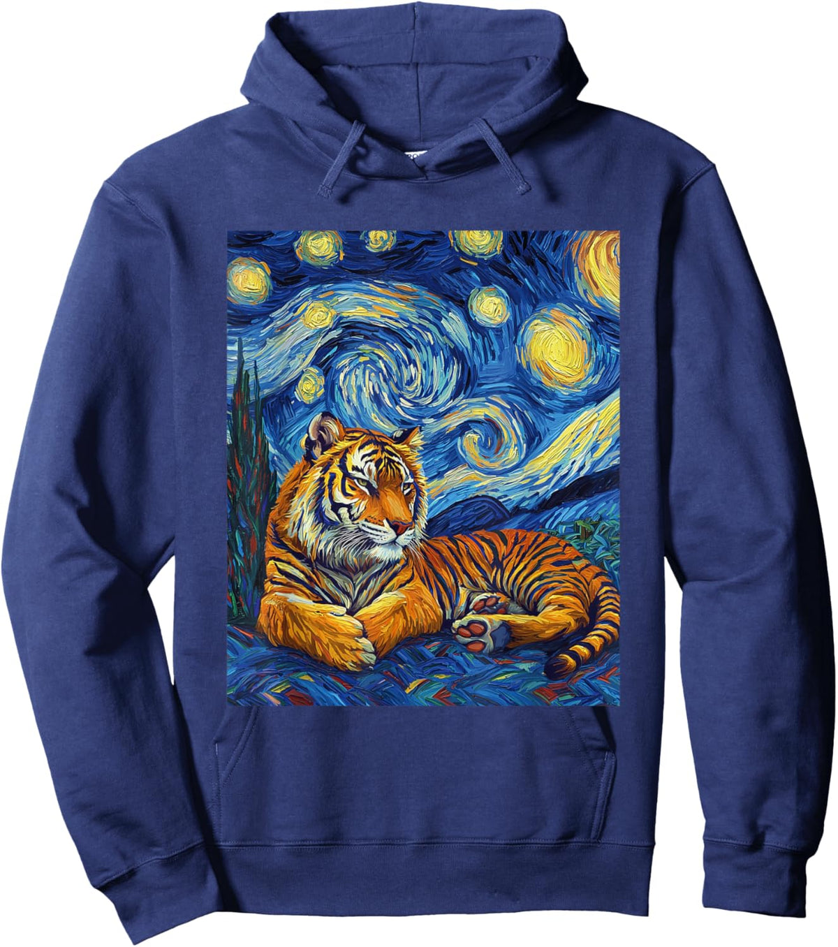 Tiger Van Gogh Style Starry Night Funny Graphic Hoodie - Hoodie | Navy