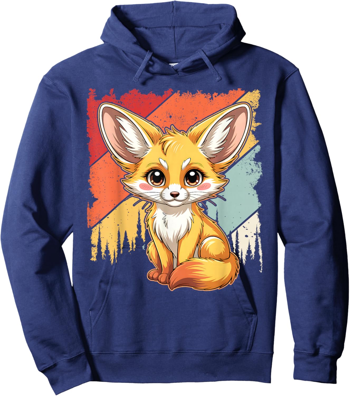 Retro Vintage Fennec Fox Cute Foxes Hoodie - Hoodie | Navy