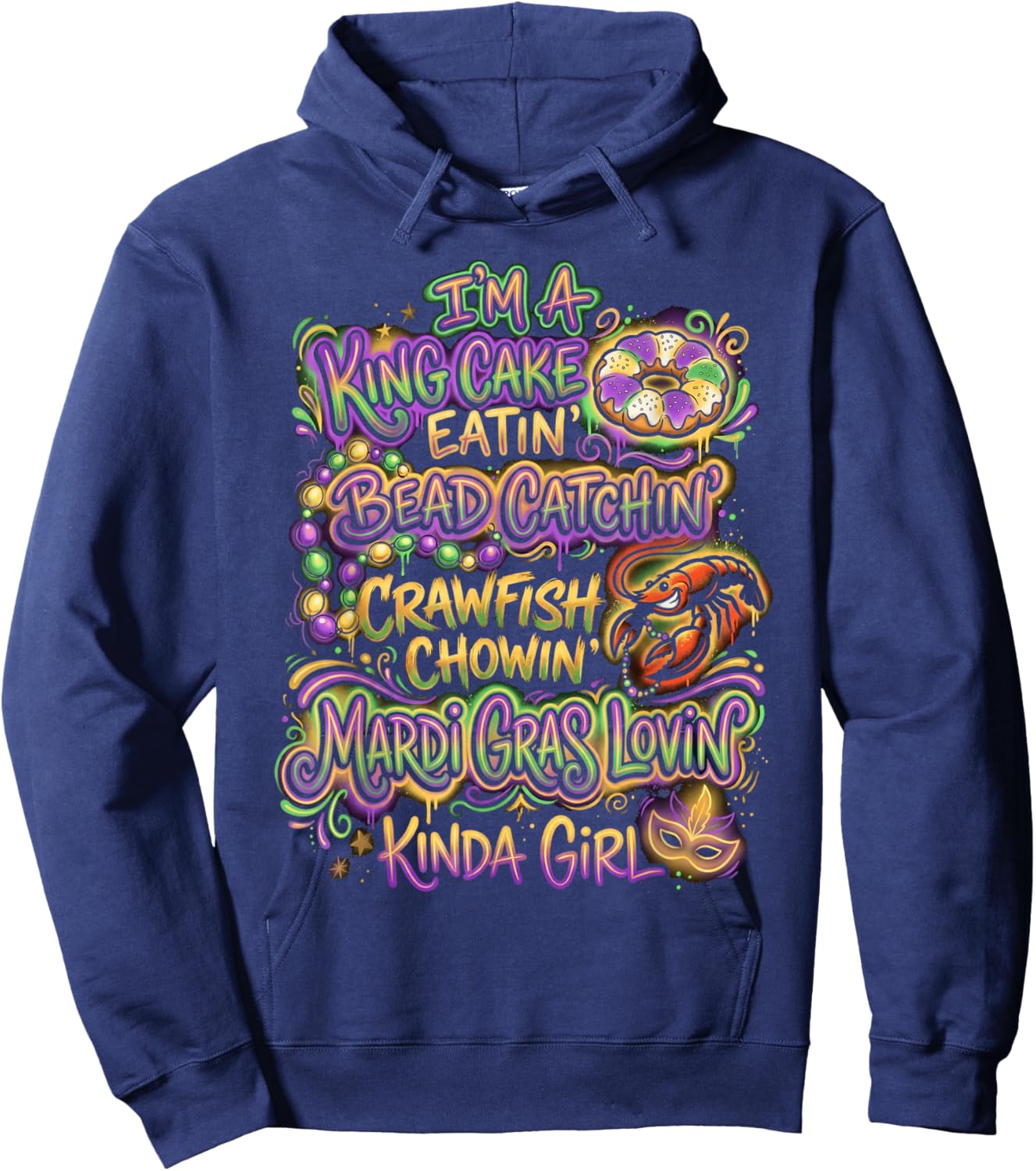 Beads Crawfish Parade Carnival Hoodie - Hoodie | Navy
