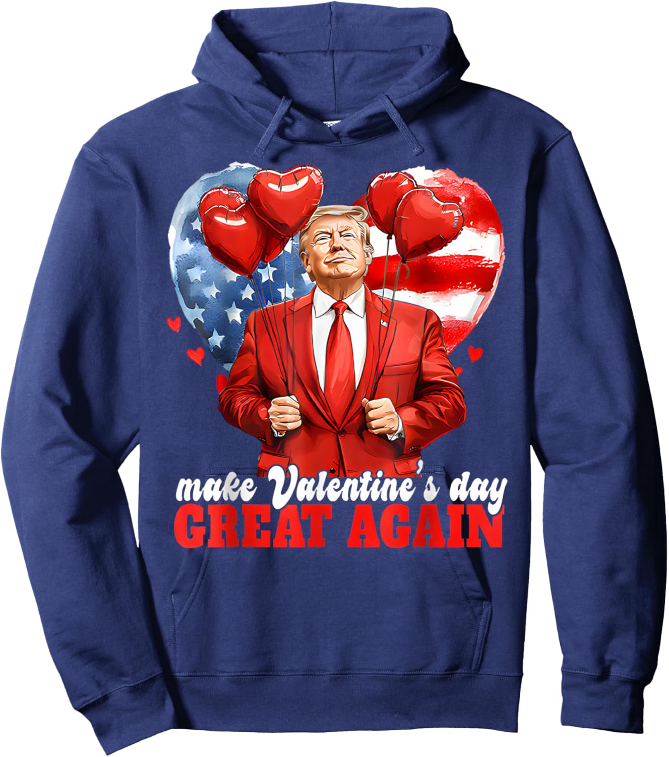 Funny Trump Valentine Heart Love Men Hoodie - Hoodie | Navy