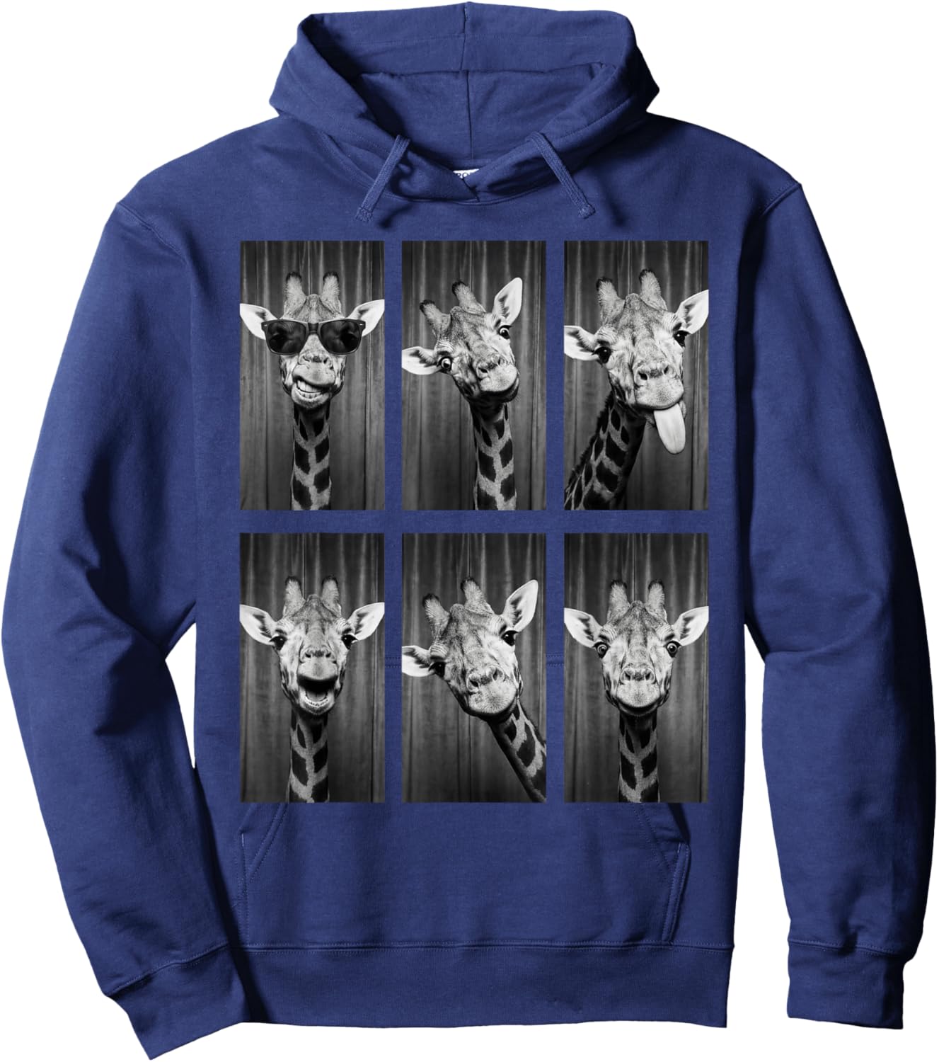 Giraffe Photobooth Funny Safari Animal Portrait Hoodie - Hoodie | Navy