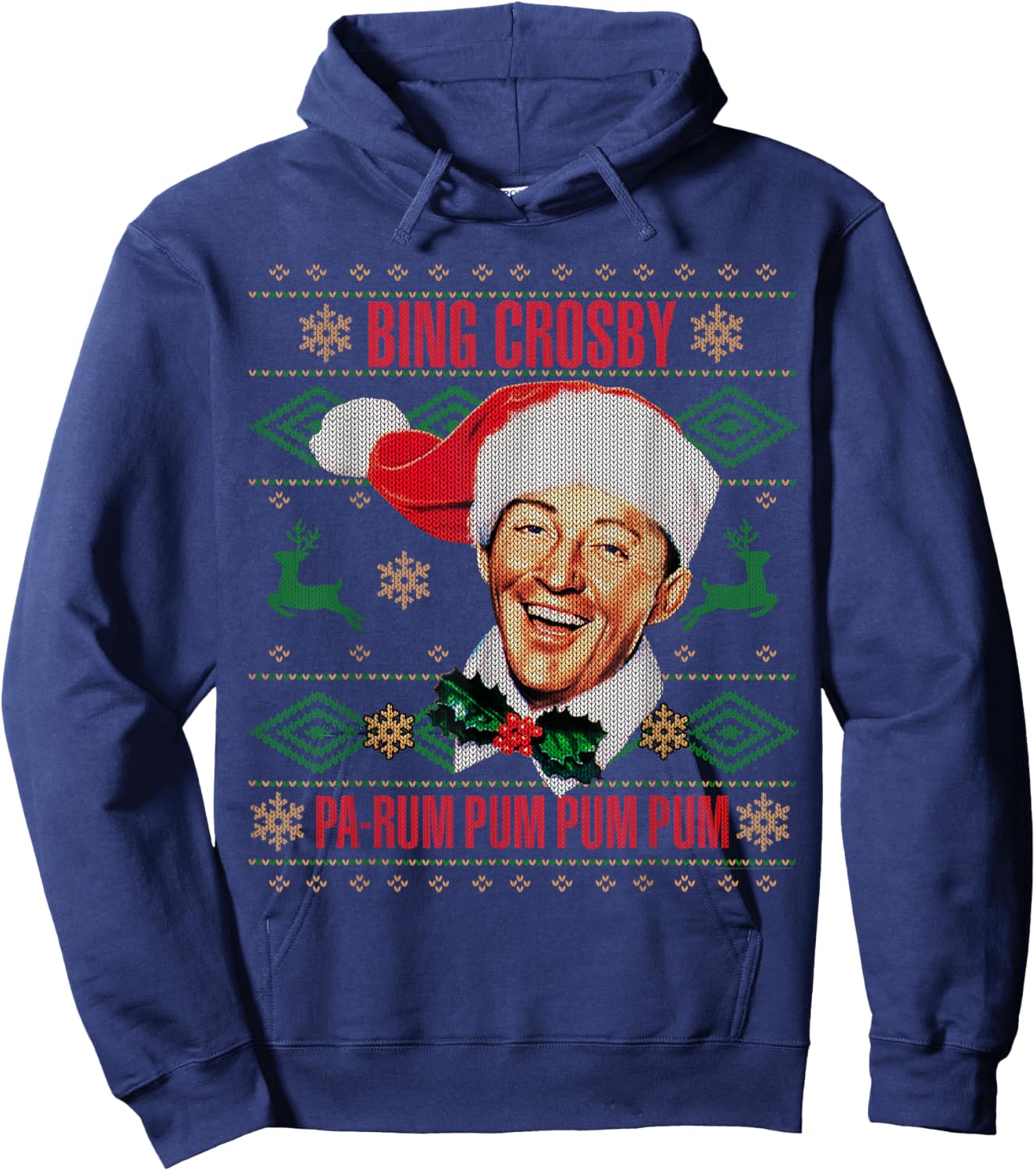 Official Bing Crosby Ugly Christmas Music Hoodie - Hoodie | Navy