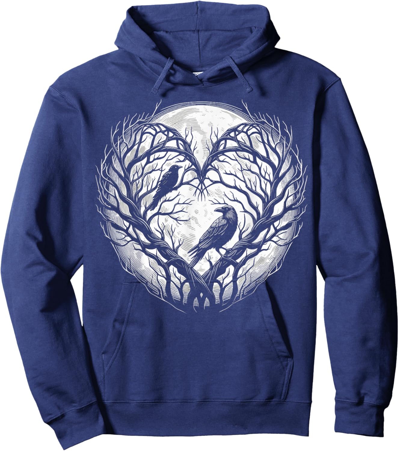 Raven Crow Heart Tree Gothic Nature Hoodie - Hoodie | Navy