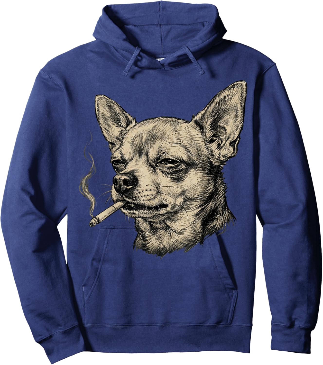 Dog Smoking Cigarette Funny Chihuahua Meme Hoodie - Hoodie | Navy