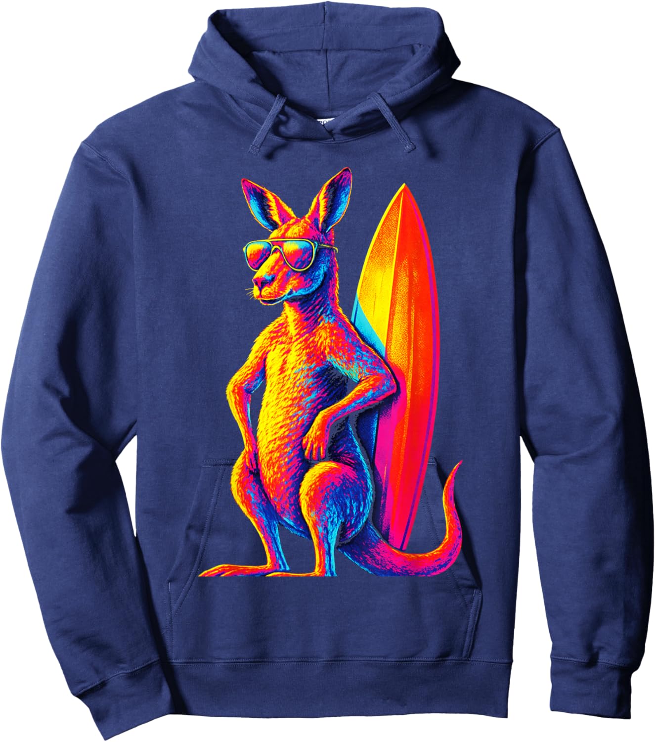 Kangaroo - Surfing Australia Animal Art Hoodie - Hoodie | Navy
