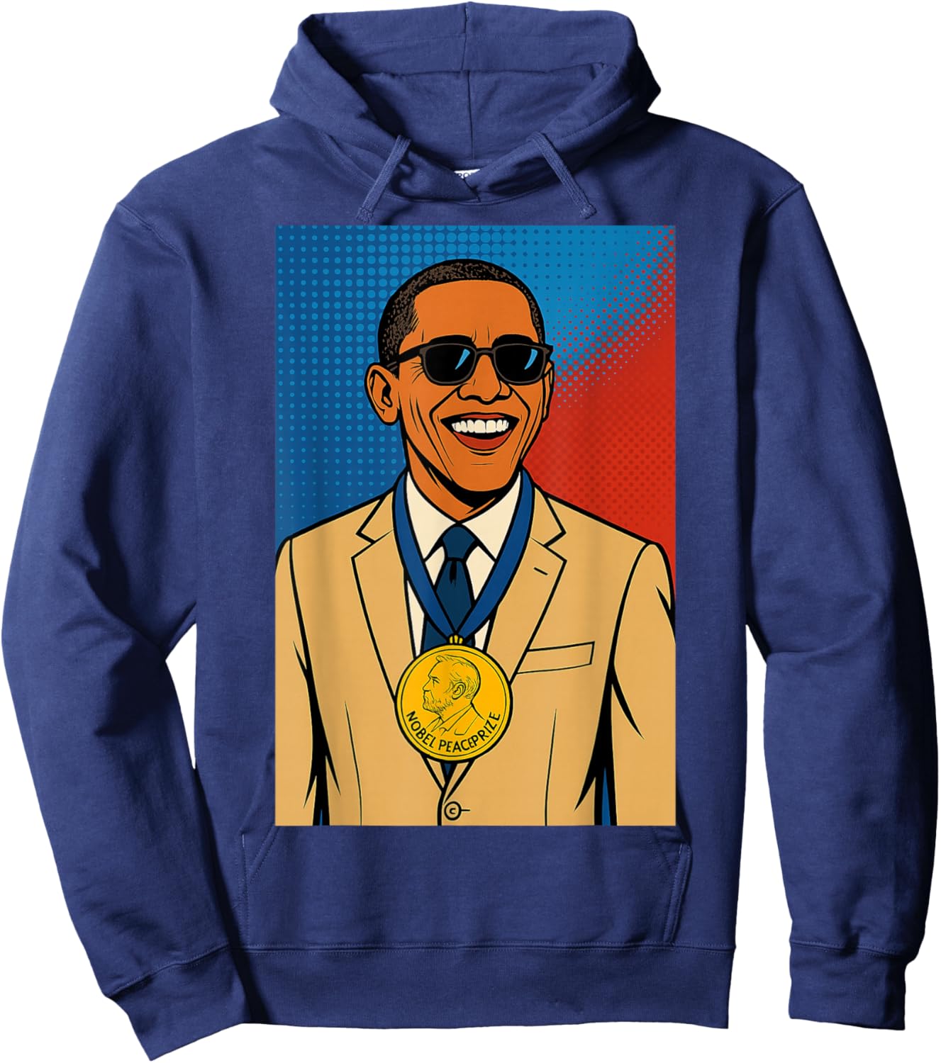 Obama Tan Suit Nobel Prize Hoodie - Hoodie | Navy