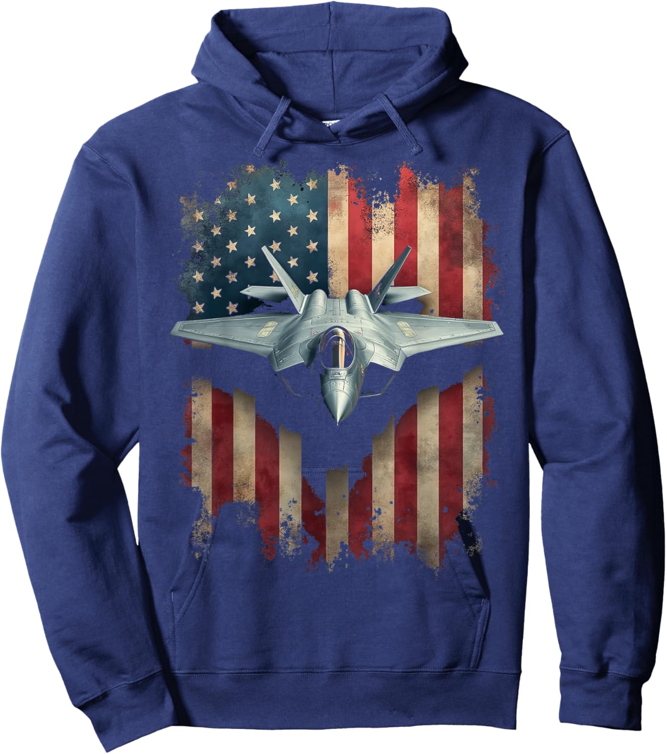 Rugged Patriotic Fighter Jet Hoodie - Hoodie | Navy