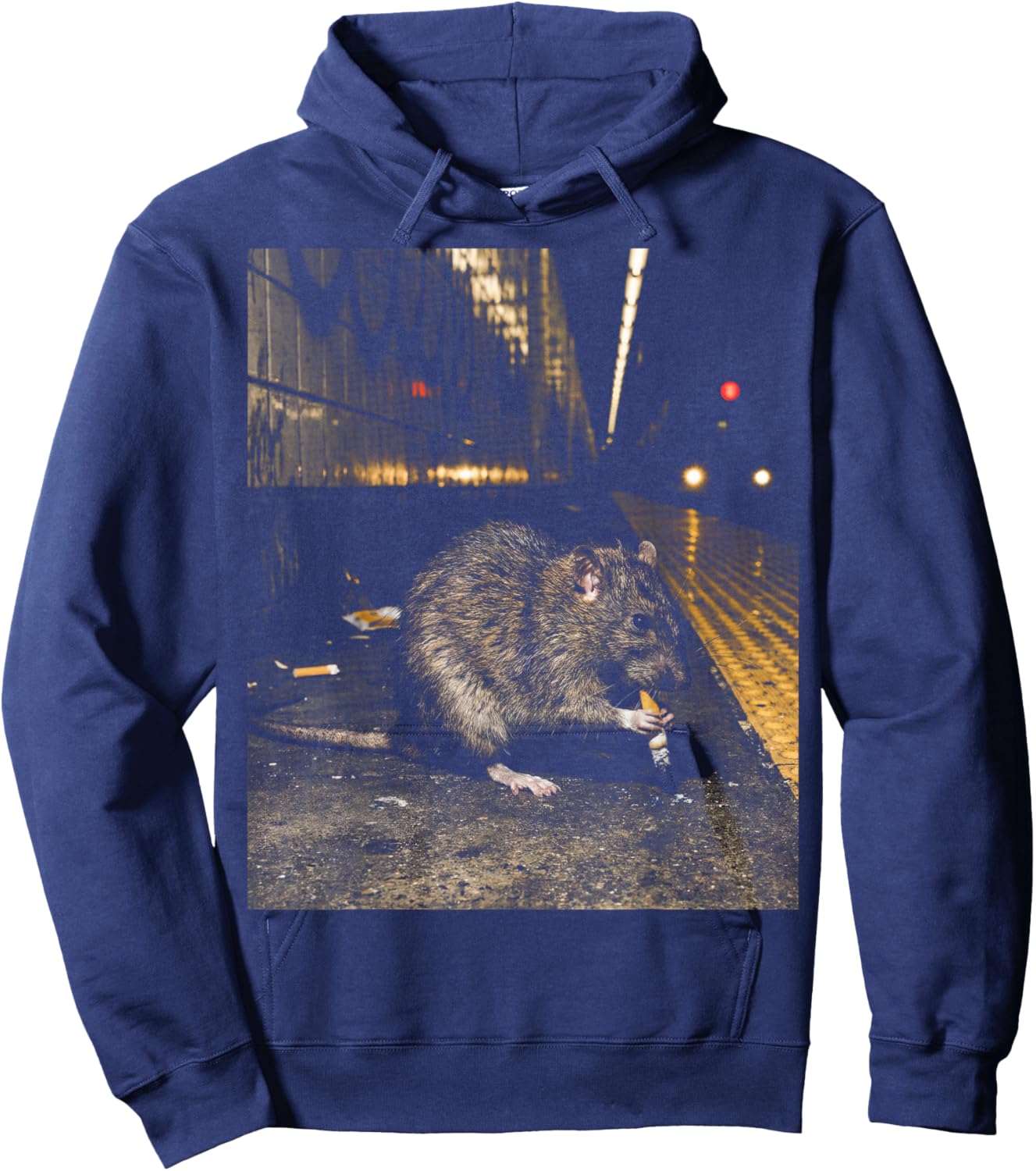 NYC Subway Rat Smoking Meme Funny Hoodie - Hoodie | Navy