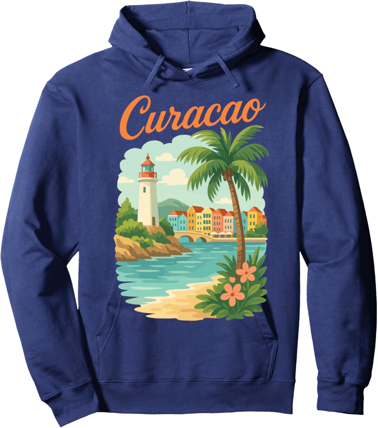 Vintage Curacao Tropical Caribbean Island Hoodie - Hoodie | Navy
