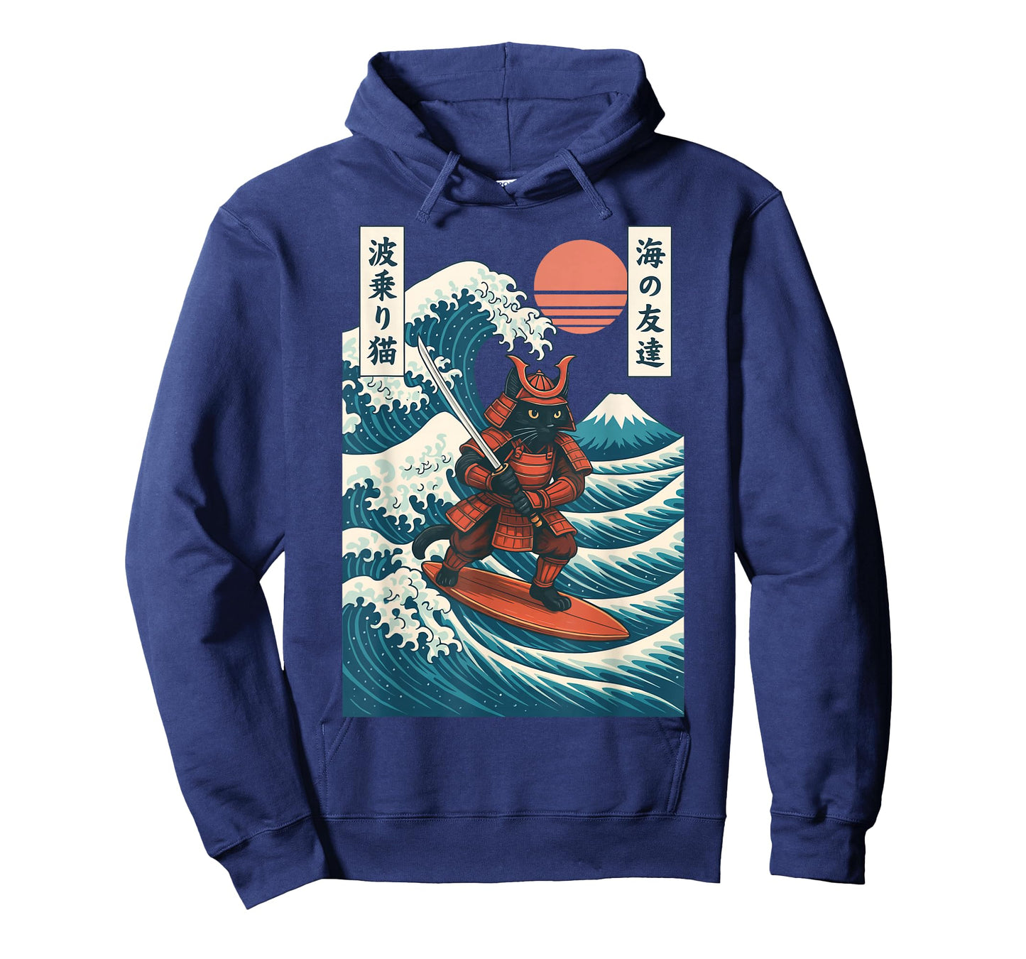 Samurai Cat Surfing Japanese T-Shirt