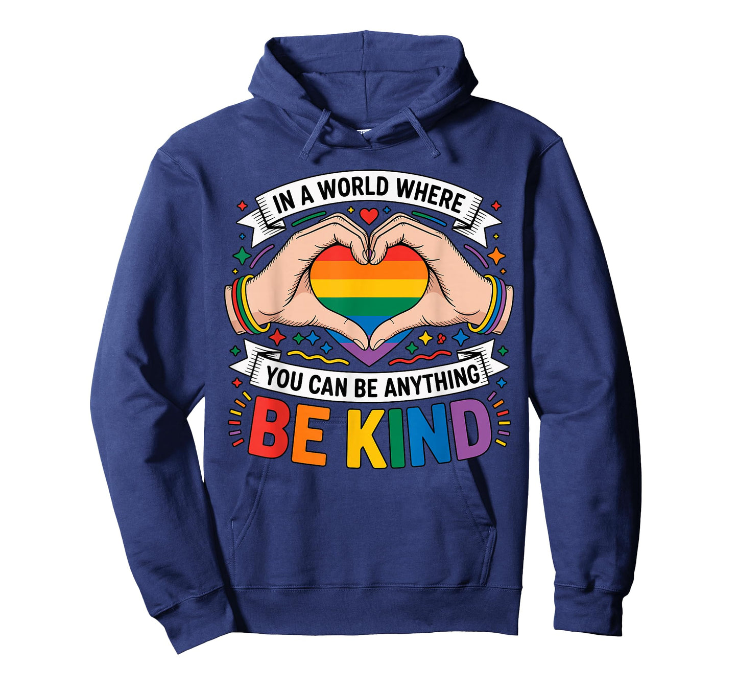 in A World Be Kind Rainbow Heart Pride T-Shirt