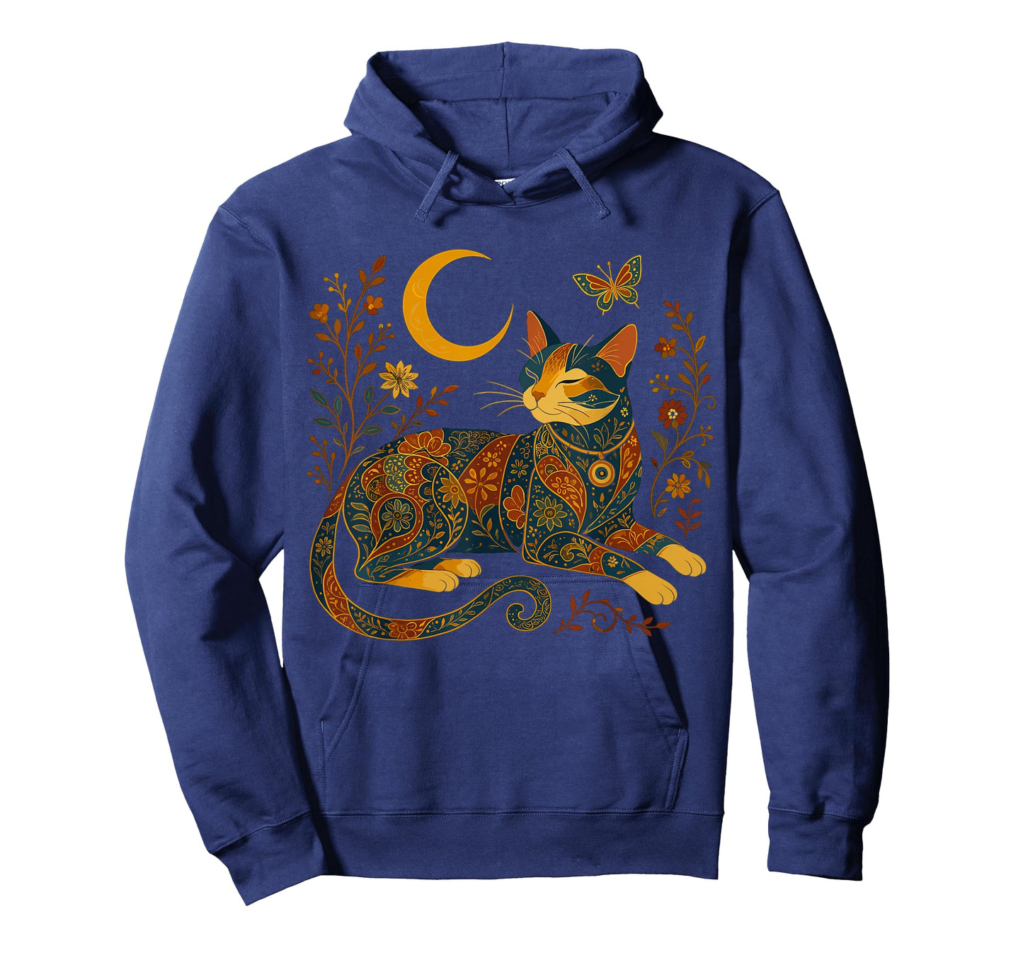 Boho Celestial Cat Moon and Floral T-Shirt