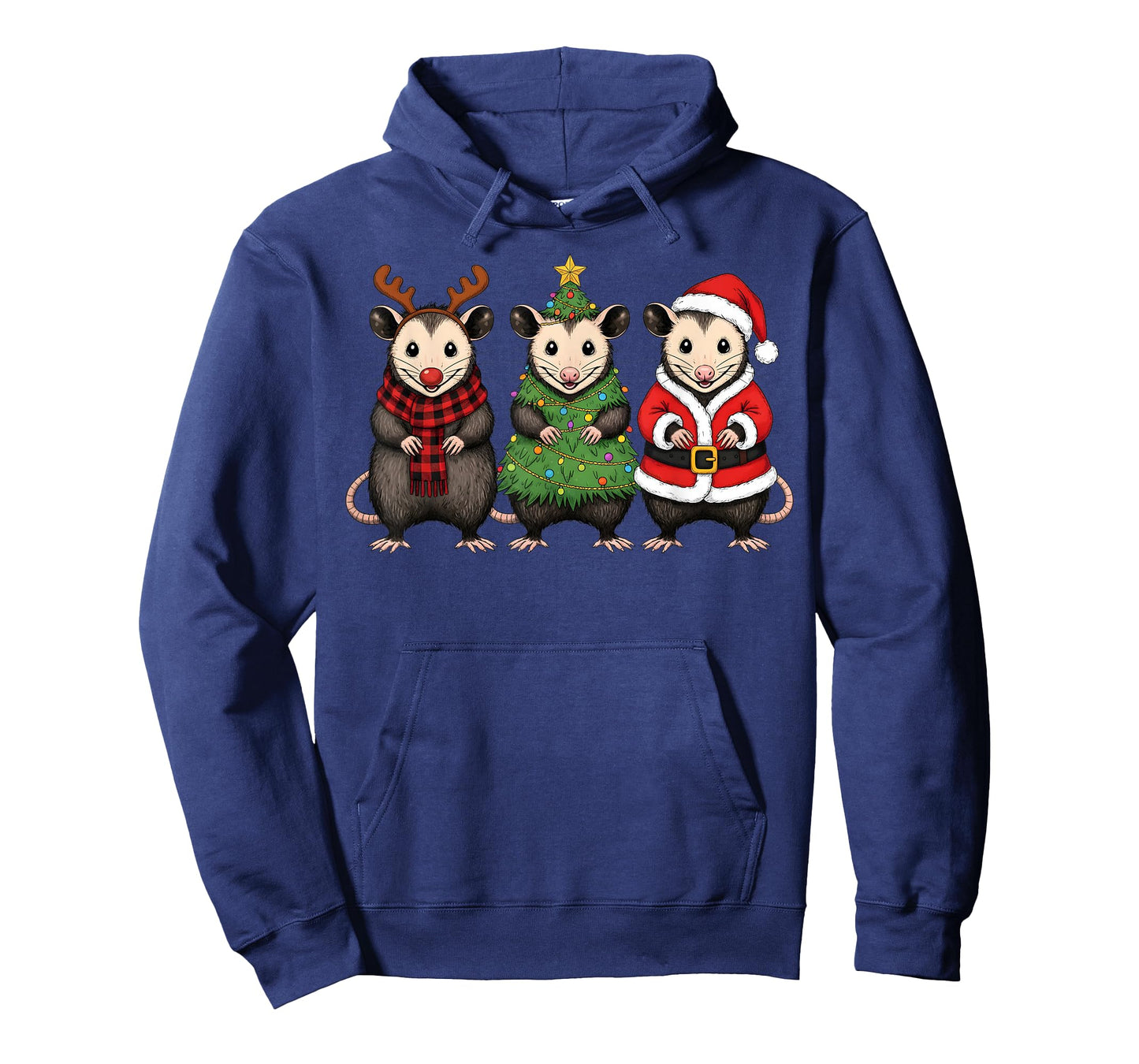 Retro Christmas Opossum Santa Reindeer T-Shirt