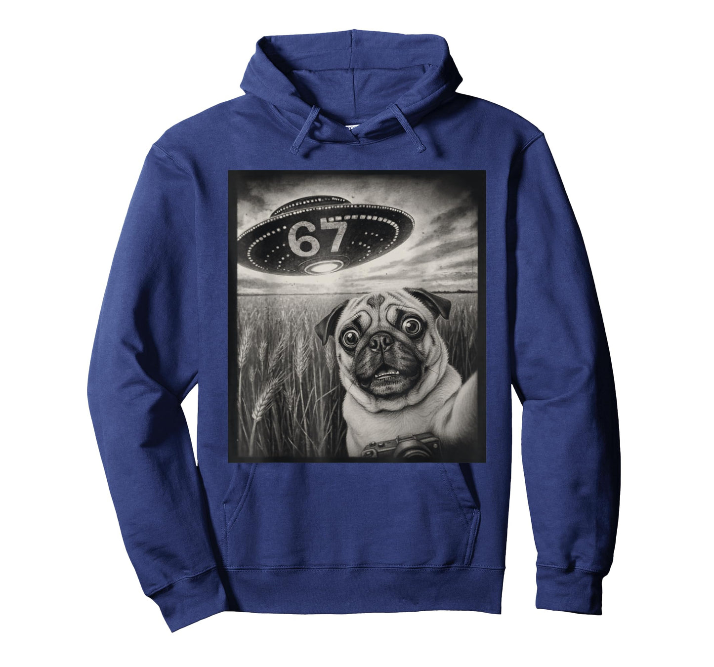 67 Meme Pug Selfie UFO Alien Retro T-Shirt