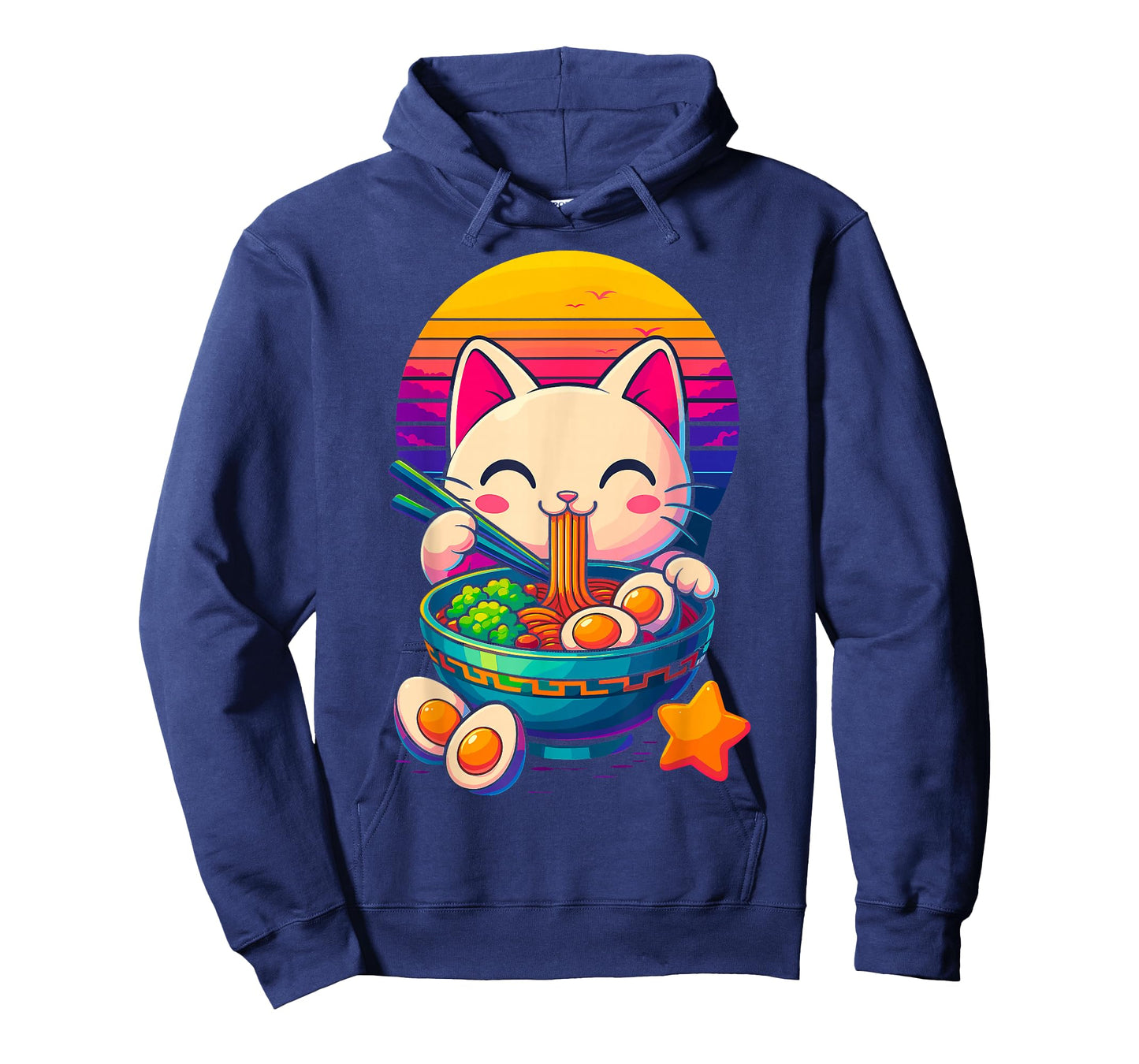 Cute Anime Cat Eating Ramen T-Shirt
