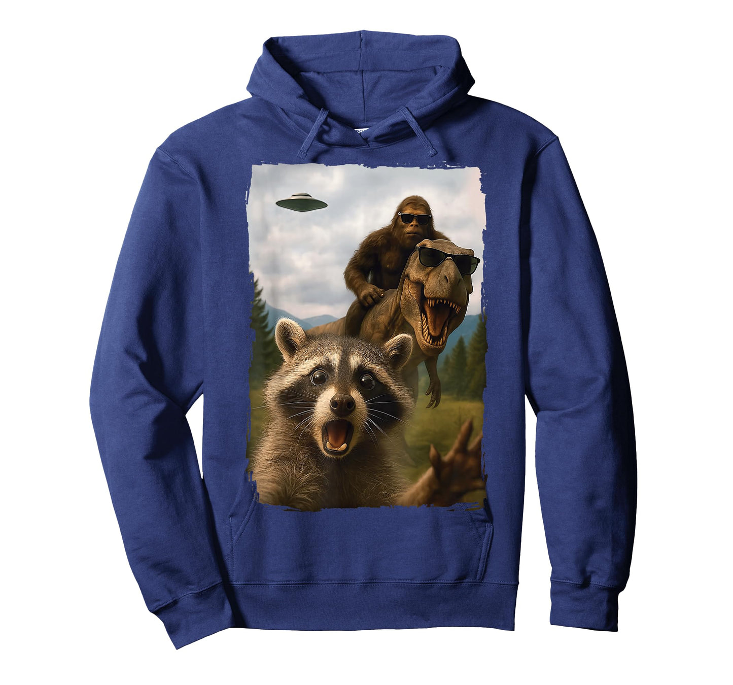 Raccoon Bigfoot T-Rex UFO Selfie T-Shirt