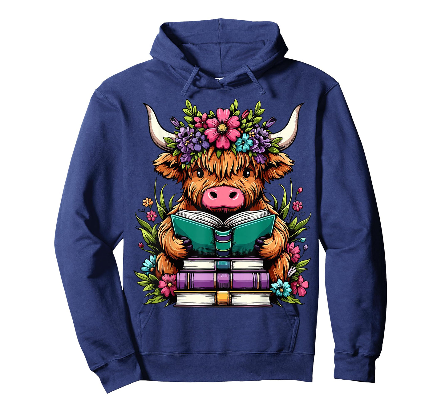 Highland Cow Book Floral Bookworm T-Shirt