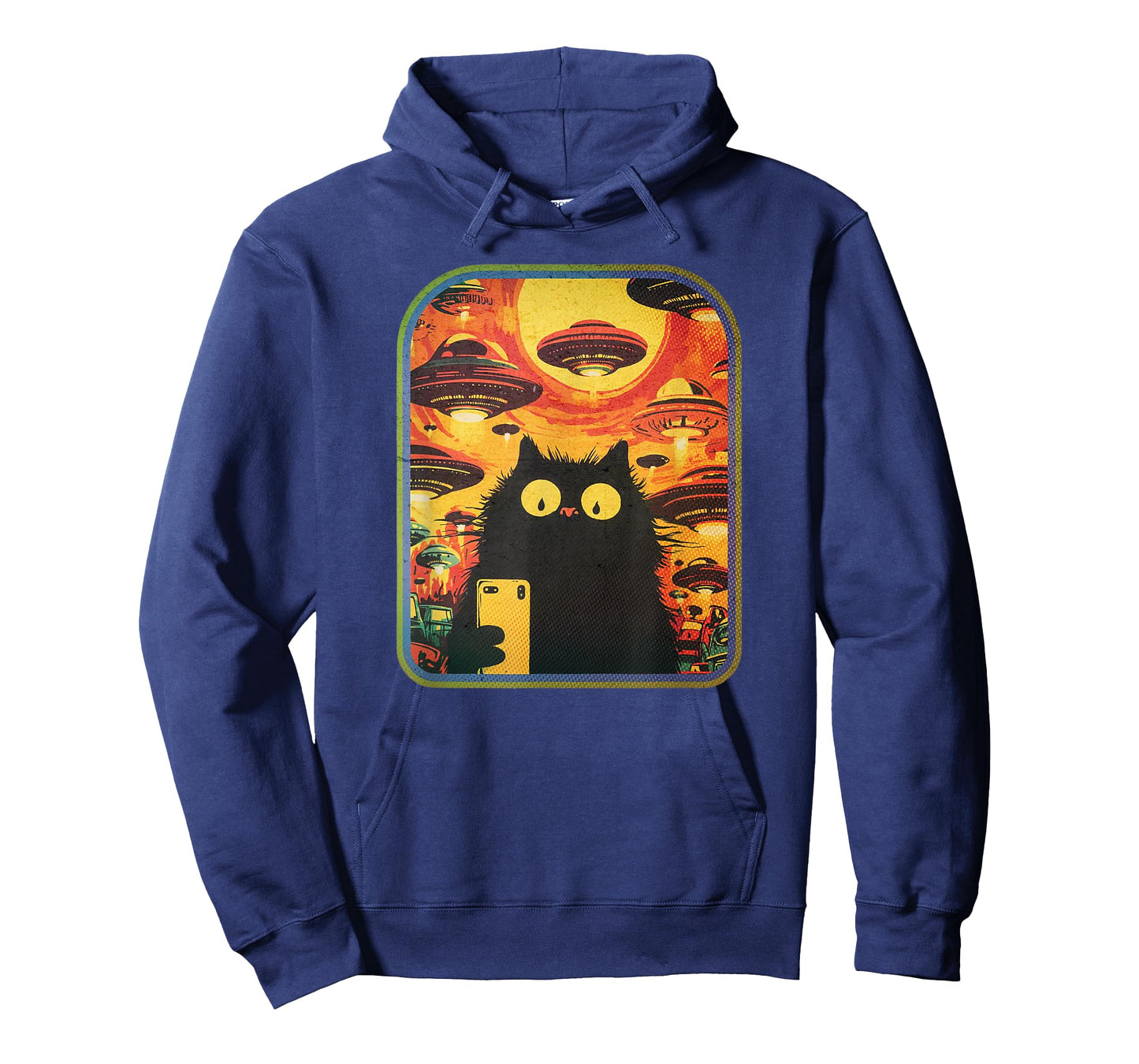 Retro Space Cat Selfie with UFOs T-Shirt