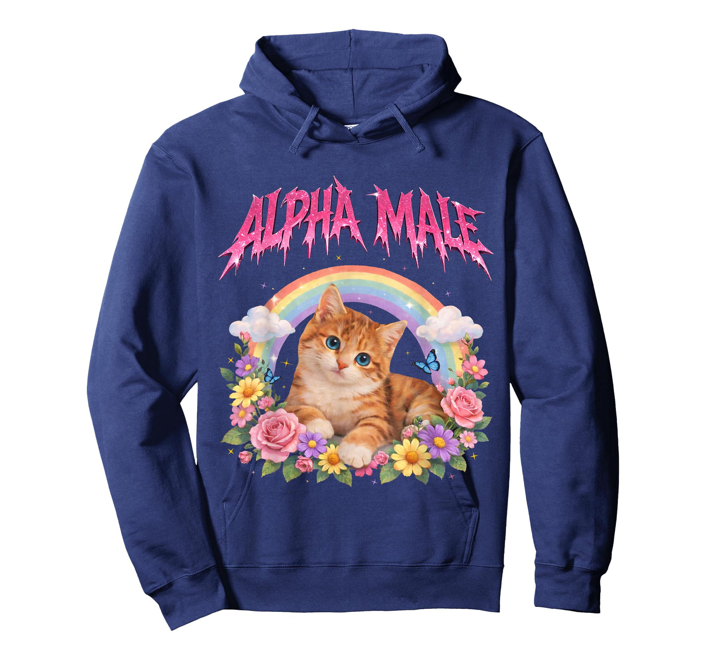 Alpha Male Funny Kitten Rainbow Floral T-Shirt