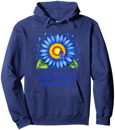 Colon Cancer Awareness in March Blue Ribbon Hoodie - Hoodie | Navy