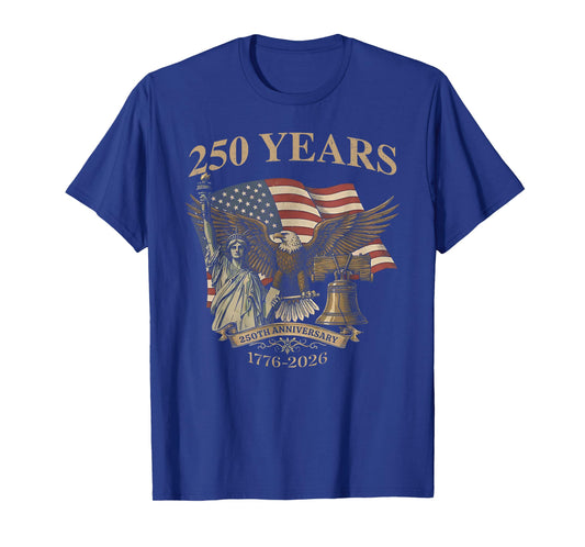 250 Years America 1776-2026 Liberty Bell Eagle USA Flag T-Shirt
