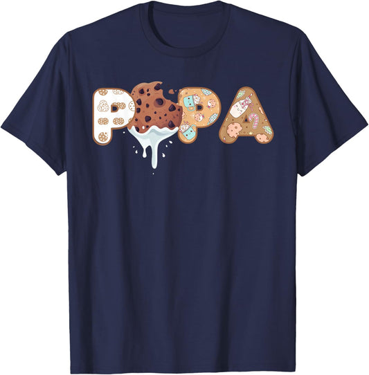 Cookies Papa 1st Birthday Milk Party Family Matching T-Shirt - T-Shirt | Navy