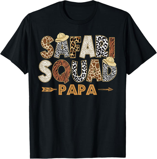 Safari Zoo Safari Squad Papa of Birthday Boy Girl T-Shirt - T-Shirt | Black