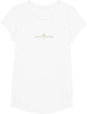 Jesus Saves Cross Gold Thin Christian Jesus White 33andme