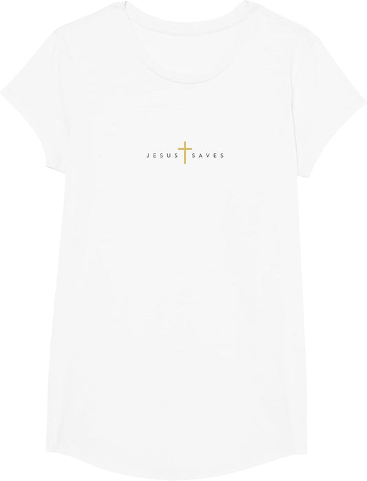 Jesus Saves Cross Gold Thin Christian Jesus White 33andme