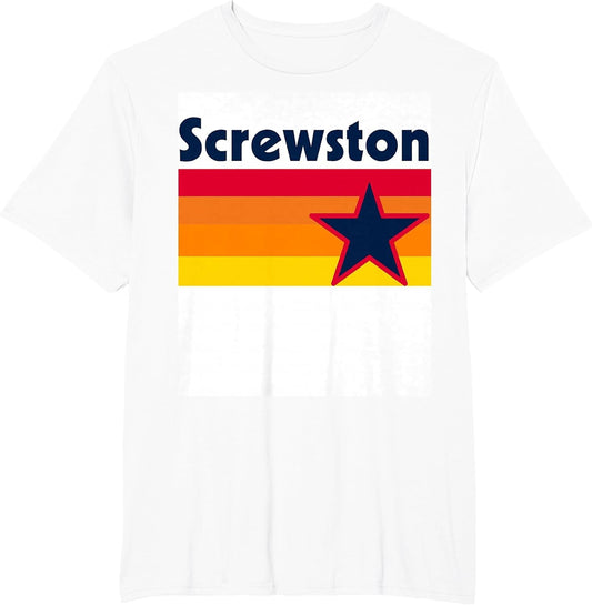 Screwston Texas H-Town Houston Retro White