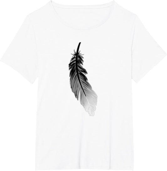 Shirt with Black Feather Print
