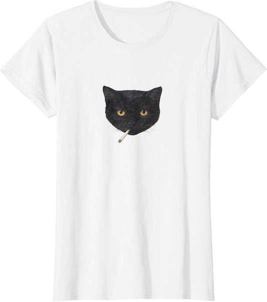 Black Cat Smoking a Cig Cigarette Cute