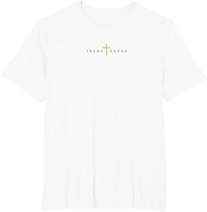 Jesus Saves Cross Gold Thin Christian Jesus White 33andme