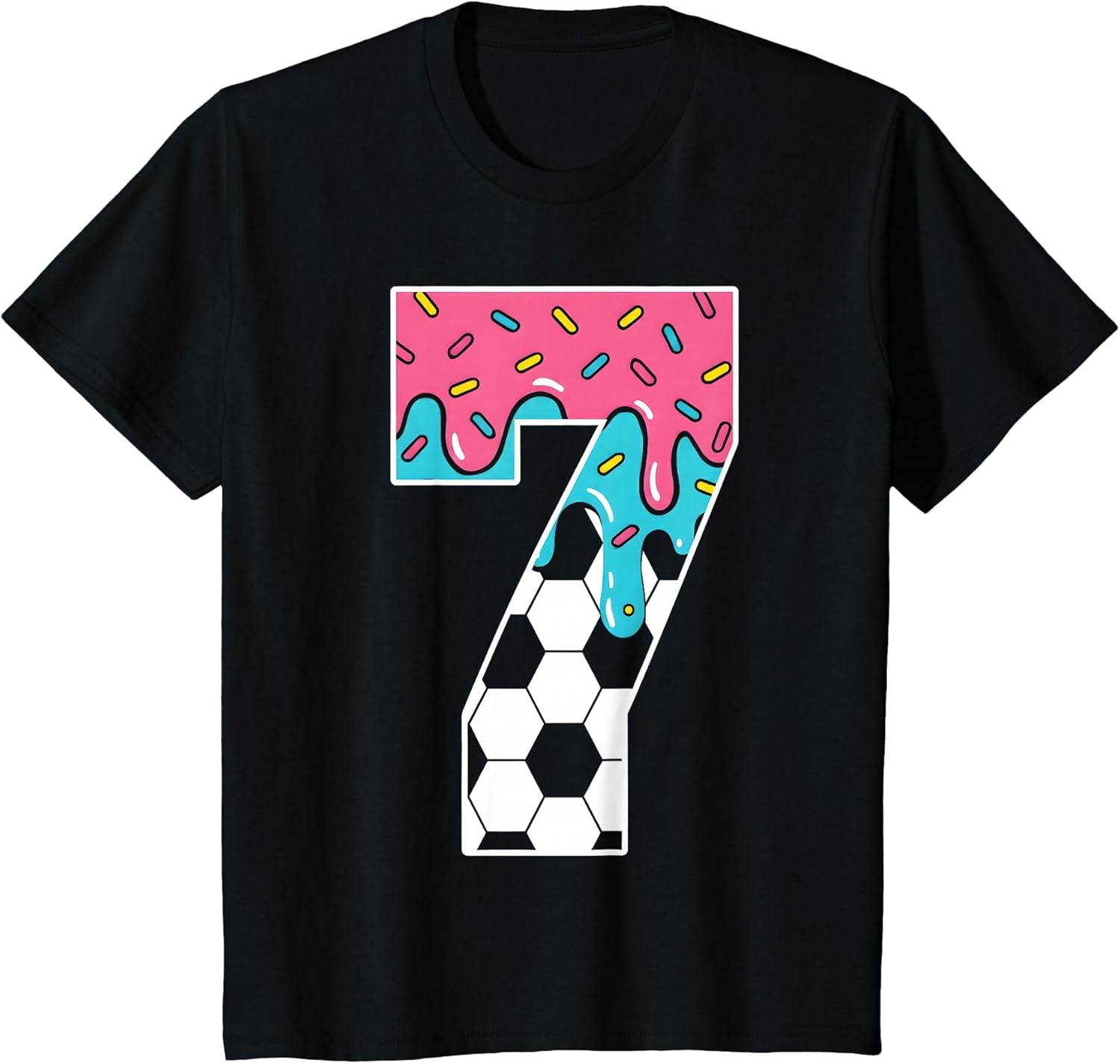 Soccer 7 Year Old Ice Cream Drip Youth 7th Birthday Boy 7