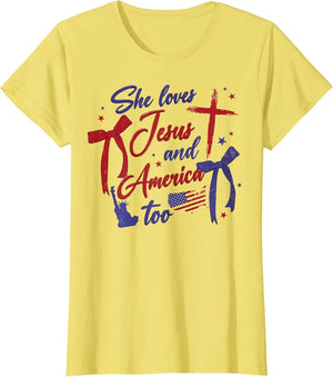 4th of July She Loves Jesus and America Too Christian Faith