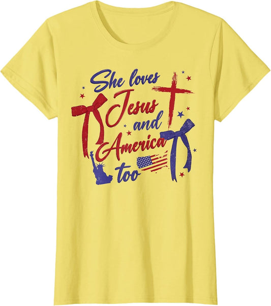 4th of July She Loves Jesus and America Too Christian Faith