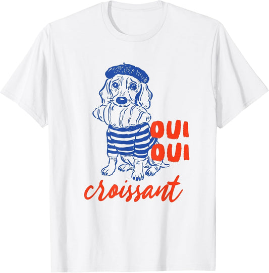 Oui Oui Croissant Dog in Beret Funny French Food Lover Fun